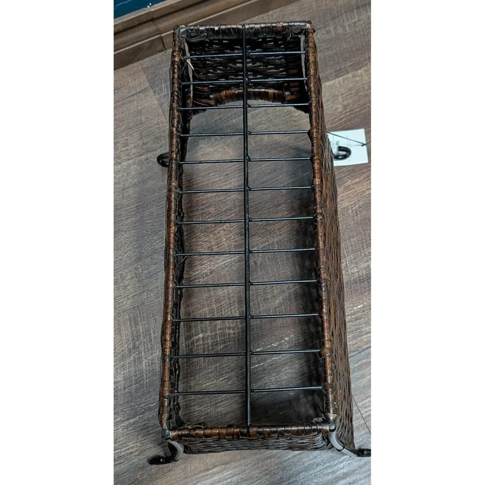 Pier 1 Jasmine Magazine Rack Woven With Scrolled Metal Detail NWT